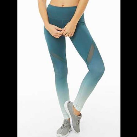 Forever 21 Small Active Mesh Ombre Leggings Teal - Picture 1 of 1